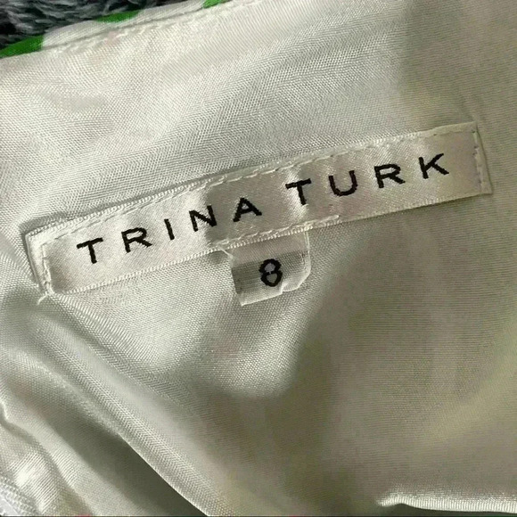 Trina Turk Green Garden Maze Dress Womens Size 8 Sleeveless - Picture 11 of 14